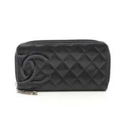 シャネル CHANEL ラウンド長財布 カンボンライン A50078 ブラック レザー パテントレザー カンボンラインラウンドファスナー長財布 レディース Used B