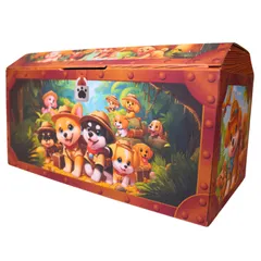 わんわん探検隊 宝箱 ギフトボックス ラッピング デザインダンボール箱 おもちゃ箱 メッセージカード　犬　いぬ ぴきしぇも