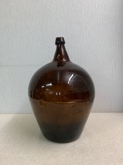 【フォロー割対象商品】デミジョンボトル（大）茶色　ガラス瓶　フラワーベース　ビンテージ　レトロ　アンティーク　古道具