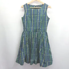 ◇ ⊂ Ray BEAMS レイ ビームス チェック柄 ノースリーブ ミニ丈 ワンピース サイズ0 グリーン レディース E  【1504240005010】