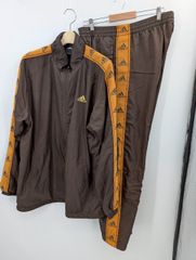 アディダス トラックジャケット ブラウン オレンジ ジャージ 茶色 LL