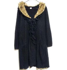 axes femme 膝丈ワンピース 長袖 ファー付き 可愛い フリル 黒 M