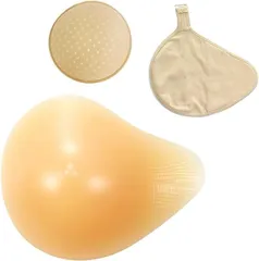 Micopuella(ミコプエラ) 人工乳房 螺旋型 シリコンパッド 保護カバー ブラパット 3点セット 左胸 フック付き 乳がんパッド バスト補正(ベージュ,  400グラム (x 1))