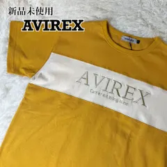 新品未使用 AVIREX Tシャツ ビッグ刺繍ロゴ マスタードイエロー