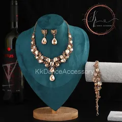 シャンパン・スパークル・ガラ ネックレス ピアス ブレスレット ３点セット 発表会 結婚式 イベント 衣装 宝飾 エレガント