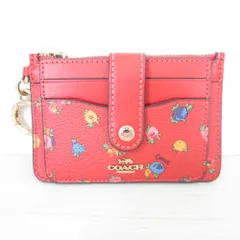 未使用 COACH コーチ ミニ ヴィンテージ ローズ プリント アタッチメント カードケース コインケース 小銭入れ パスケース C9933 レッド レディース 古着 中古 USED