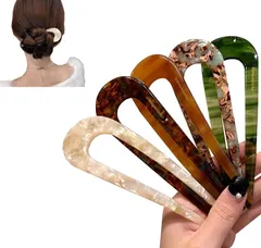 髪留め レディース 髪飾り おしゃれ Uピン 浴衣成人式 セット 振袖 着物 べっ甲柄 和装小物 結婚式 簪 成人式 かんざしU字型 七五三 カジュアル LeTradeJP ヘアアクセサリー5本