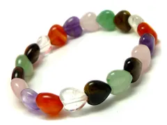 カラフル マルチストーン レディース ブレスレット パワーストーン 天然石(ハート)(16cm)