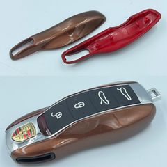 ワイケーショップ ブラウンメタ☆ポルシェ スマートキーカバー キーケース キーホルダー 着せ替えマカン カイエン カレラ 911 ボクスター パナメーラ ykshopk