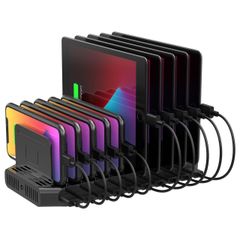 【HI18】　Unitek 電源 USB充電ステーション 10ポート 卓上充電スタンド 最大12A 60W PSE認証済 10台同時充電 1.5A/2.4A 複数台対応 Android/iPhone/iPad/kindle/タブレット/PSP 仕切り板ブラック