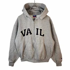 チャンピオンChampionジップパーカーフーディVAIL袖ロゴワッペン杢グレー灰色vintageヴィンテージ41010