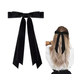 ベロアリボン リボン ヘアゴム ベロア ロングリボン ヘアアクセサリー ベルベット おしゃれ 髪飾り かわいい ポニーテール ヘアクリップ 結ぶ ゴム 大人 結婚式 キッズ 髪留め 髪を結ぶ 可愛い 入学式 卒業式（黒）