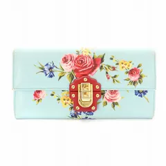 ドルチェ&ガッバーナ ドルガバ DOLCE&GABBANA 長財布 二つ折り レザー フラワープリント 小銭入れあり 水色 /KU ●D ■MUのサムネイル