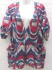 ◇ BEAUTY & YOUTHUNITED ARROWS 総柄 七分袖 ミニ カシュクール ワンピースベージュ ネイビー レッド レディース 【中古】 【1002800983087】