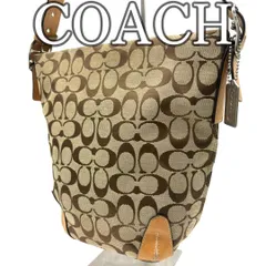 【良品】COACH コーチ ショルダーバッグ シグネチャー キャンバス レザー ブラウン ベージュ ワンショルダー Y2K 平成レトロ Vintage Shoulder Bag 斜めがけ