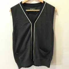 (^w^)b Eddie Bauer エディバウアー ニットベスト ビンテージ レトロ 昭和 前開き Vネック 前ポケット トップス ユニセックス オシャレ かっこいい 定番 カジュアル チャコールグレー ブラック メンズ サイズS