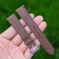 腕時計ベルト革 ダチョウ革 (オーストリッチ)   時計バンド 本革 交換ベルト 凸型 特殊形状 9mm 10mm 〜 17mm 18mm 19mm 20mm 21mm 23mm 25mm 交換用工具付 名入れサービス