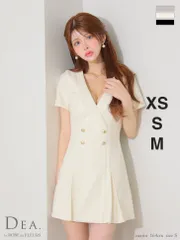 アイボリー [DE4207]【DEA. by ROBE de FLEURS/ディアバイローブドフルール】ツイル/ 襟付き/ Vネック/ ボタン/ 半袖/ ボックスプリーツ/ フレア/ ミニドレス/ キャバドレス/ ワンピース