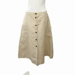 ジルサンダー JIL SANDER NAVY スカート フレアスカート ボタンダウン キャンバス コットン リネン ベージュ ■SM3のサムネイル