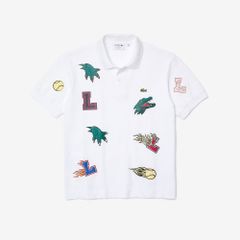 ラコステ LACOSTE カスタムコミックグラフィックワッペンポロシャツ ストリート カジュアルポロシャツ オシャレシャツ 通勤 通学 メンズ MENS CUSTOM COMIC GRAPHIC PATCH POLO SH PH1424L-001 WHITE