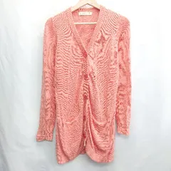 ◇ ⊂ AS KNOW AS アズノゥアズ 透け感 長袖 ニットカーディガン サイズF コーラルオレンジ系 レディース E  【1502060021791】