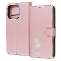 iPhone 16 Pro ディズニー / 衝撃吸収 マグネットベルト シンプル 手帳型レザーケース / ミニーマウス_sitting2
