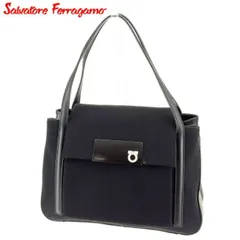 【最大30％OFF】サルヴァトーレ フェラガモ ハンドバッグ トートバッグ ガンチーニ ブラック シルバー キャンバス×レザー Salvatore Ferragamo  L2774S