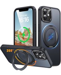 ★iPhone 11 用 ケース Magsafe対応 ワイヤレス充電 360°回転スタンド 縦横両対応 Gunwon スマホケース iphone11 用 米軍規格 耐衝撃 半透明 マット感 マグセーフ 防指紋 リング アイフォン11 用 カバー「ブラック」