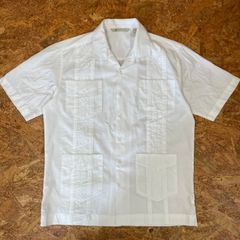 Havanera キューバシャツ M ホワイト 刺繍 半袖 ドレスシャツ ヴィンテージ ビンテージ VINTAGE ユーズド USED 古着