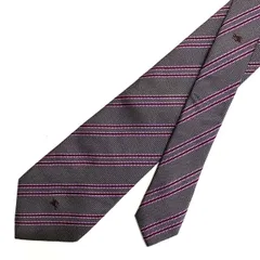 【BURBERRY BLACK LABEL】バーバリーブラックレーベル/レジメンタルネクタイ/チャコールグレー×ピンク系