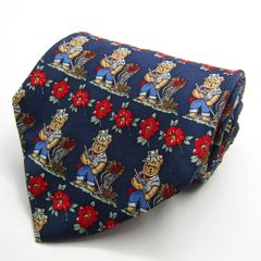 マリオヴァレンテ ブランド ネクタイ シルク 花柄 総柄 ワイドタイ PO メンズ ネイビー Mario Valente 【中古】