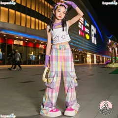 キッズ ダンス衣装 ヒップホップ へそ出しセットアップ ガールズ ジャージ 上下 トップス パンツ 派手 hiphop 女の子 ダンス衣装 ダンスウェア ジュニア ジャズ 応援団 演出服 体操服xtx34