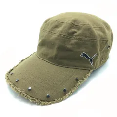 【美品】アディダス ワークキャップ カーキ つばスタッズ ロゴ黒 ONE SIZE(56-59cm)  ゴルフウェア adidas