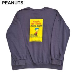PEANUTS スヌーピー チャーリーブラウン バックプリントイラスト オーバーサイズ 薄手 トレーナー スウェット Lサイズ