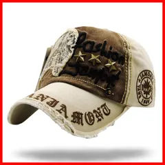 CA024 メンズ カジュアル アメカジ ロゴ ダメージ おしゃれ キャップ 帽子 FANG(ホワイトファング) WHITE