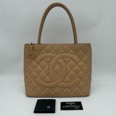 CHANEL（シャネル）トートバッグ 復刻トート キャビアスキン ココマーク ベージュ ゴールド金具 7番台【中古】