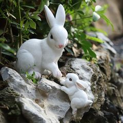 オブジェ 置物 うさぎ ウサギ 2匹 人形 ガーデニング 庭 屋外