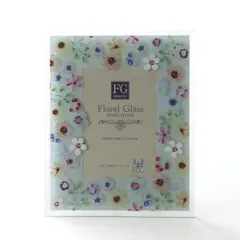 フォトフレーム 写真立て おしゃれ ガラス 花 フラワー かわいい 自然 水彩画 グリーン ナチュラル ガラスのフォトフレーム マルチフラワー