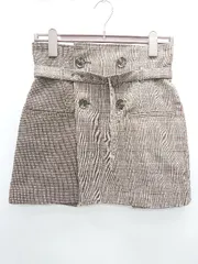 ◇ ◎ SLY スライ 総柄 ミニ 台形 スカート サイズ2 ブラウン マルチ レディース P  【1406240047185】