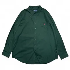 【USED/古着】ラルフローレン 無地 長袖シャツ ポケット 刺繍 ワンポイント 大きいサイズ ビックシルエット アメカジ 定番(XLサイズ)
