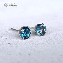 ✴︎つけっぱなしOK✴︎ ロンドンブルートパーズ 一粒 ピアス 4mm 宝石質 AAA SUS316 サージカルステンレス 両耳用 スタッド 11月誕生石
