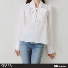 美品 GRL グレイル トップス ブラウス 長袖 ボウタイデザイン フォーマル仕様 クルーネック 　ホワイト　 【SP858-00】 送料無料　古着　レディース