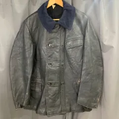 ~70s Euro vintage French  コルビジェ Leather JKT レザー ジャケット ダブルブレスト ウール襟 No.I385のサムネイル