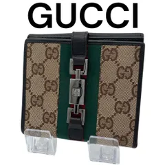 GUCCI　グッチ　折り財布　二つ折り財布　シェリーライン　ジャッキー　GG　キャンバス　レザー　シルバー金具　05474