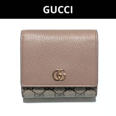グッチ GGスプリーム マーモント 折り財布 レザー ベージュ GUCCI