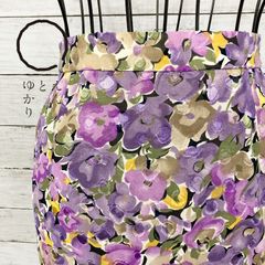 昭和レトロ 花柄 凹凸 加工 紫色 タイトスカート