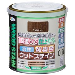 【在庫限り】アサヒペン 塗料 ペンキ 水性強着色ウッドステイン 0.7L ウォルナット 水性 木部用 1回塗り 高い隠ぺい性 低臭 はっ水性 防カビ 防虫 防腐 防藻 日本製