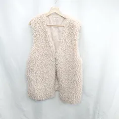 ◇ ⊇ classicalelf クラシカルエルフ プードルファー 袖なし ボアベスト サイズL モスピンク レディース E  【1502030026986】