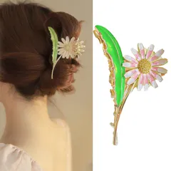 【在庫処分】女性 大人 通勤 韓国 人気 大きめ ヘアアクセサリー ヘアアクセサリー クリップ 髪留め 髪留め シンプル オフィス ヘアクリップ (ピンクの花) バンスクリップ 髪飾り HAPVITAL