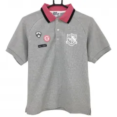 【超美品】ジャックバニー 半袖ポロシャツ グレー 織生地 襟ピンク メンズ 4(M) ゴルフウェア Jack Bunny